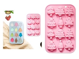 Molde silicona 12 arbolitos Navidad surtidos